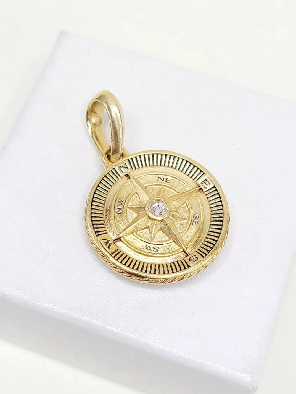 David Yurman Maritime Compass Amulet in 18K Yellow Gold w/ Center Diamond - 20mm